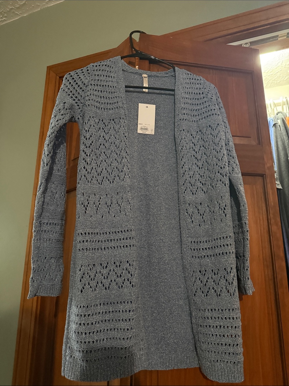 Kohl's Dusty Blue Open-Front Knit Cardigan Sweater